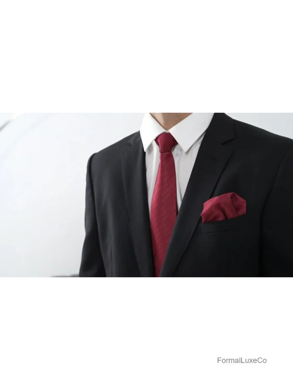 Men's Striped Tie & Pocket Square Set Silk Blend Formal Wedding Accessory